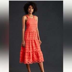 Maeve Eyelet Halter Midi Dress Anthropologie Size 4 NWT!